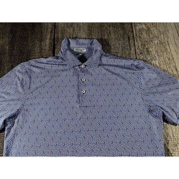 Peter Millar Summer Comfort Pool Balls Billiards Polo Blue White Shirt Med - Picture 3 of 11